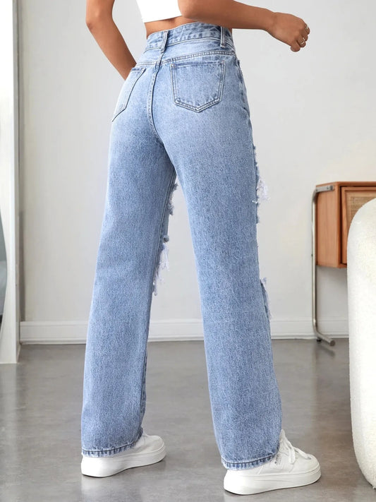Distressed High Waisted Jeans
