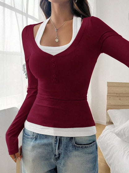 Scoop Neck Long Sleeve T-Shirt
