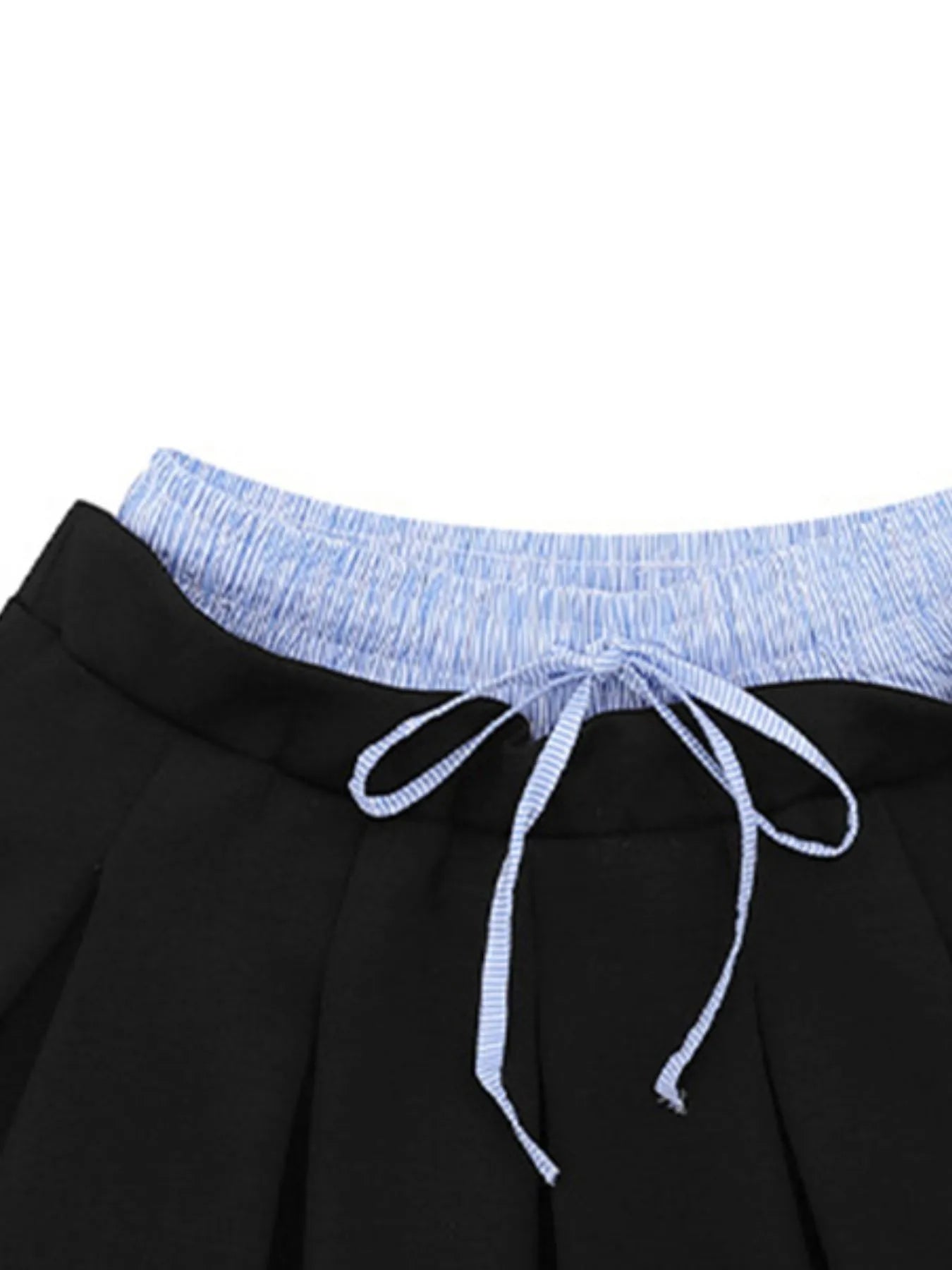 Drawstring Pleated Mini Skirt