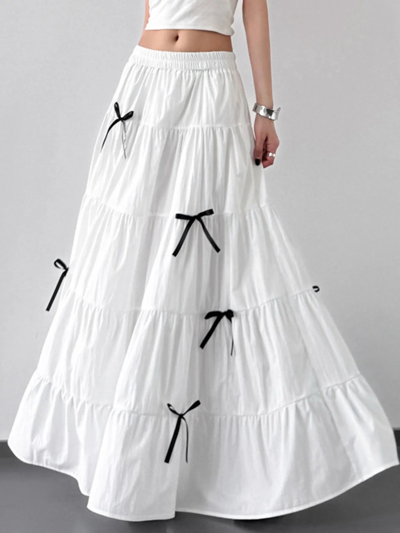 Tiered Bow Maxi Skirt