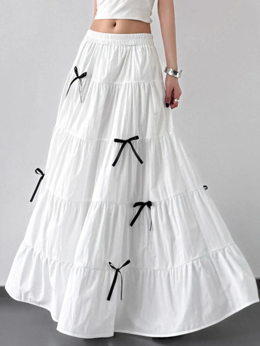 Tiered Bow Maxi Skirt