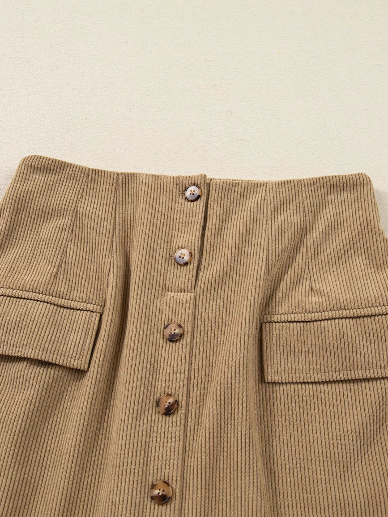 Corduroy Buttoned Front Mini Skirt