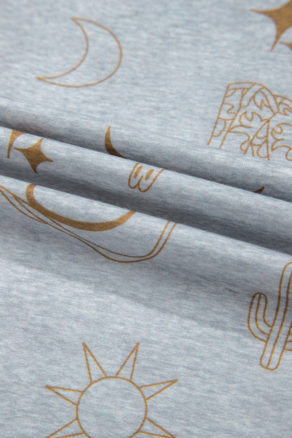 Printed T-Shirt and Elastic Waist Shorts Set