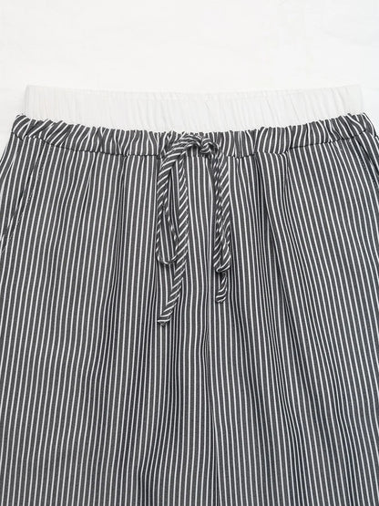 Striped Wide Leg Drawstring Pants