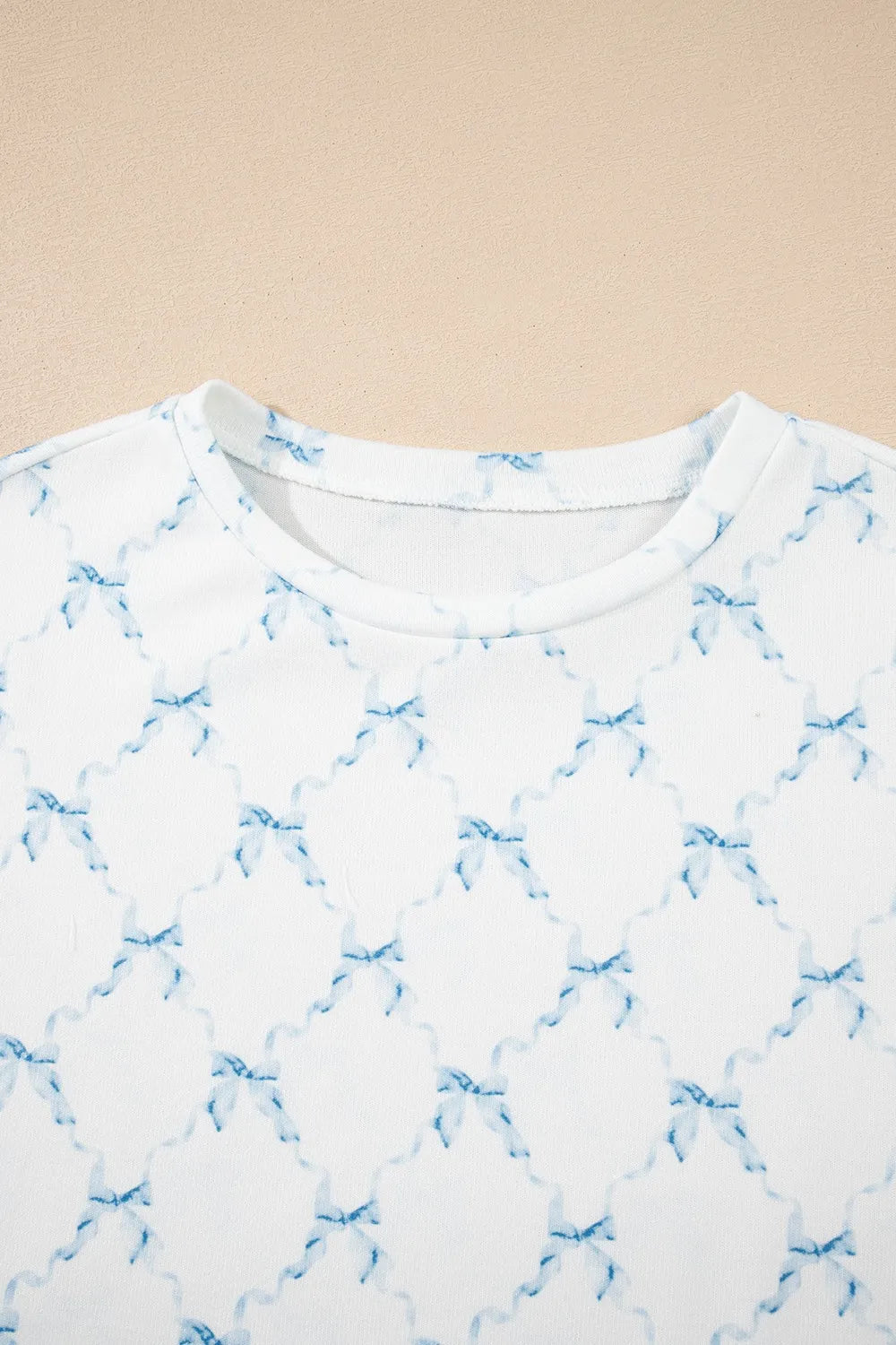 Printed Round Neck Top and Shorts Two-Piece Lounge Set