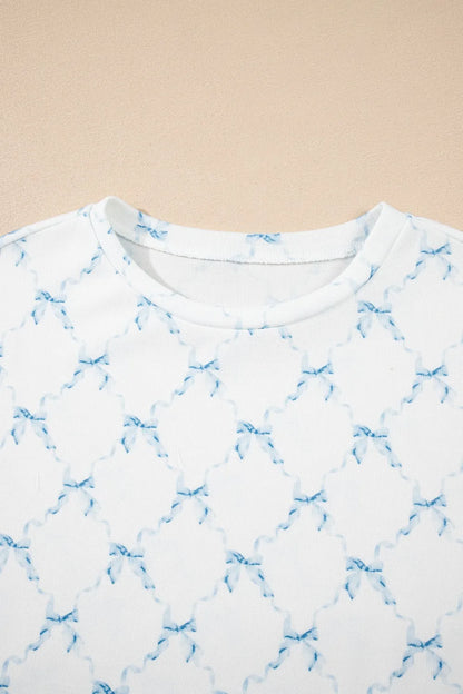 Printed Round Neck Top and Shorts Two-Piece Lounge Set