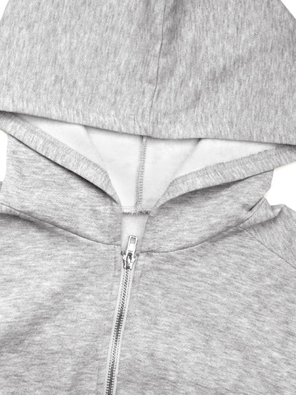 Cropped Zip-Up Long Sleeve Hoodie
