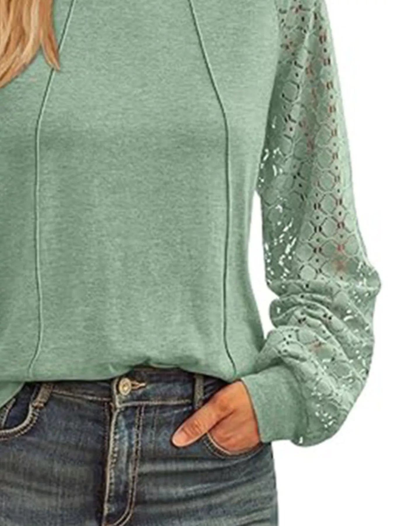 Round Neck Lace Sleeve Blouse