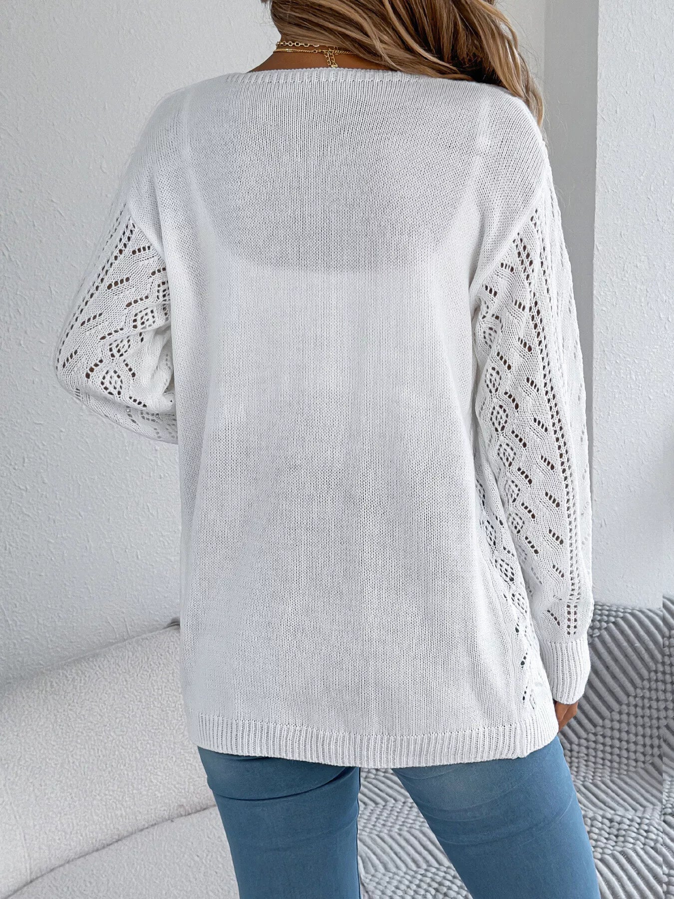 Openwork Open Front Cardigan