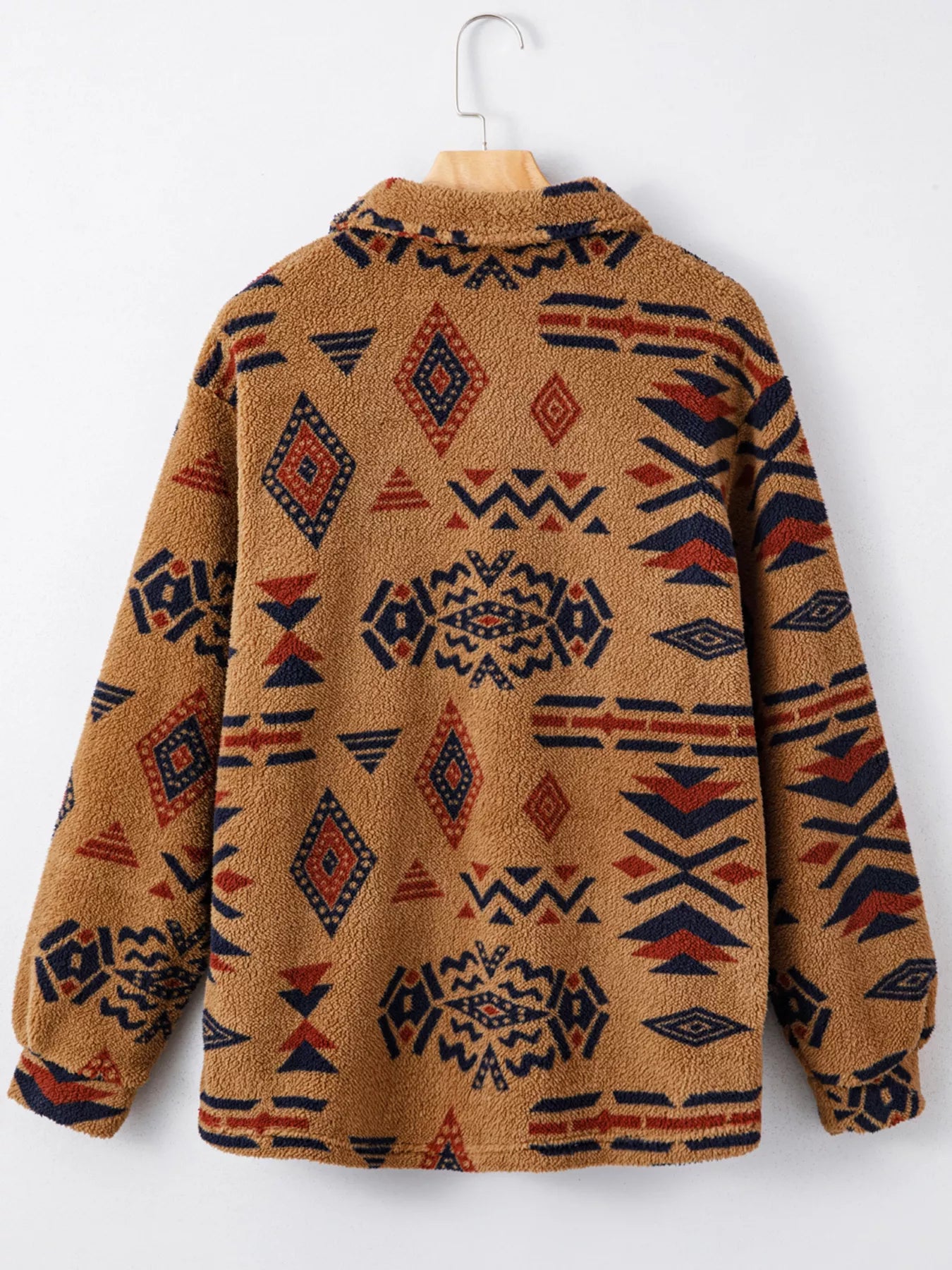 Western Aztec Pattern Fleece Button-Up Shacket
