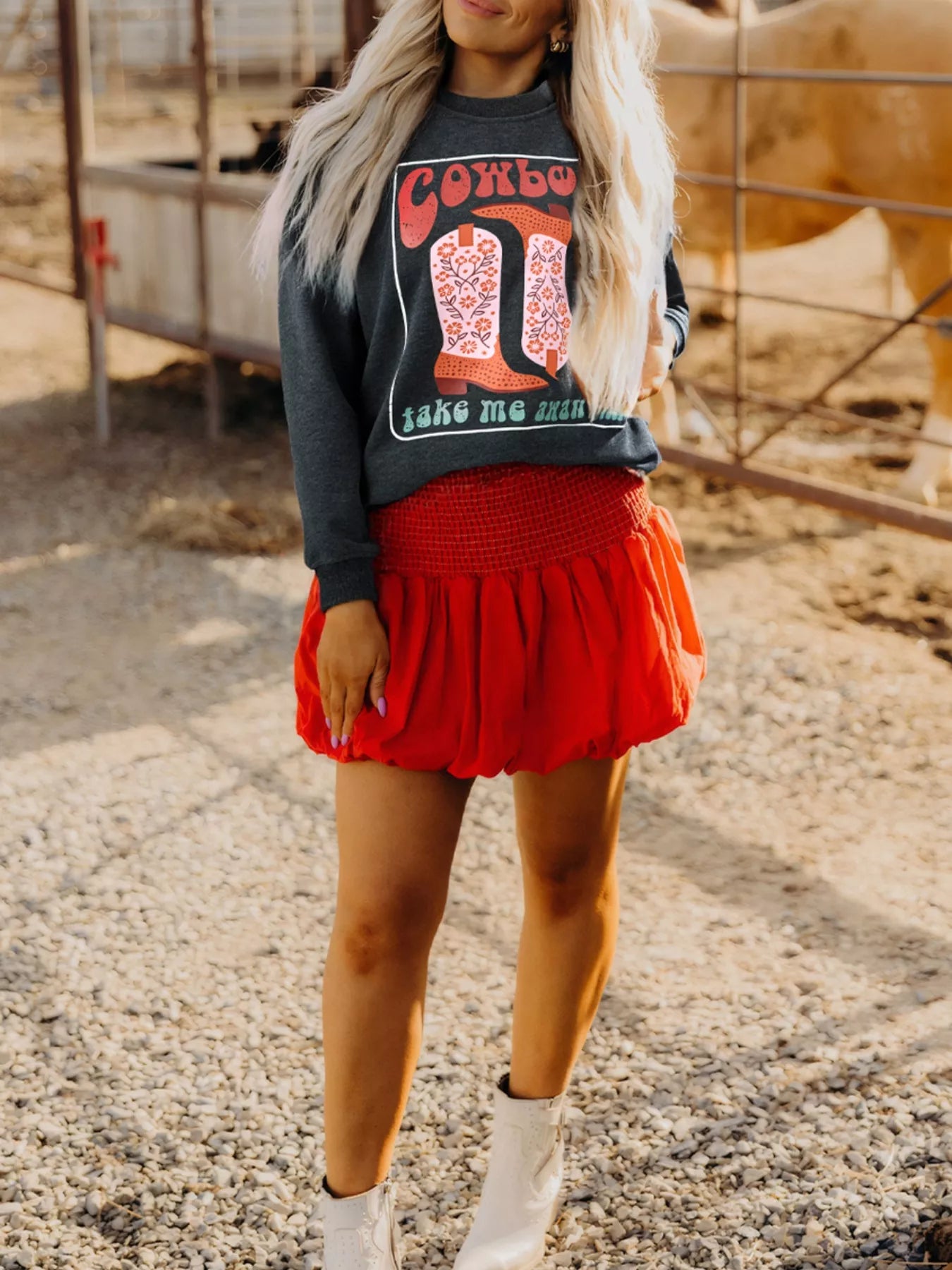 Cowboy Queen Card Drop Shoulder Graphic Sweatshirt