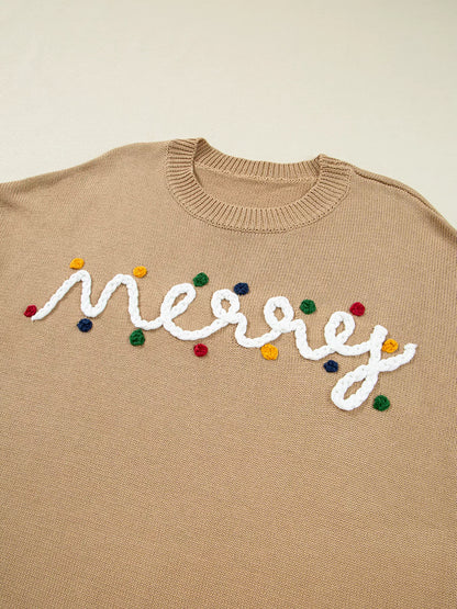 Merry Colorful Dot Detail Christmas Dolman Sweater