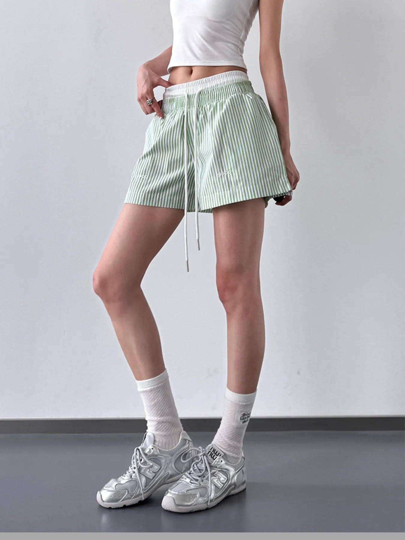 Striped Drawstring Waist Casual Shorts