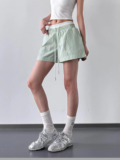 Striped Drawstring Waist Casual Shorts