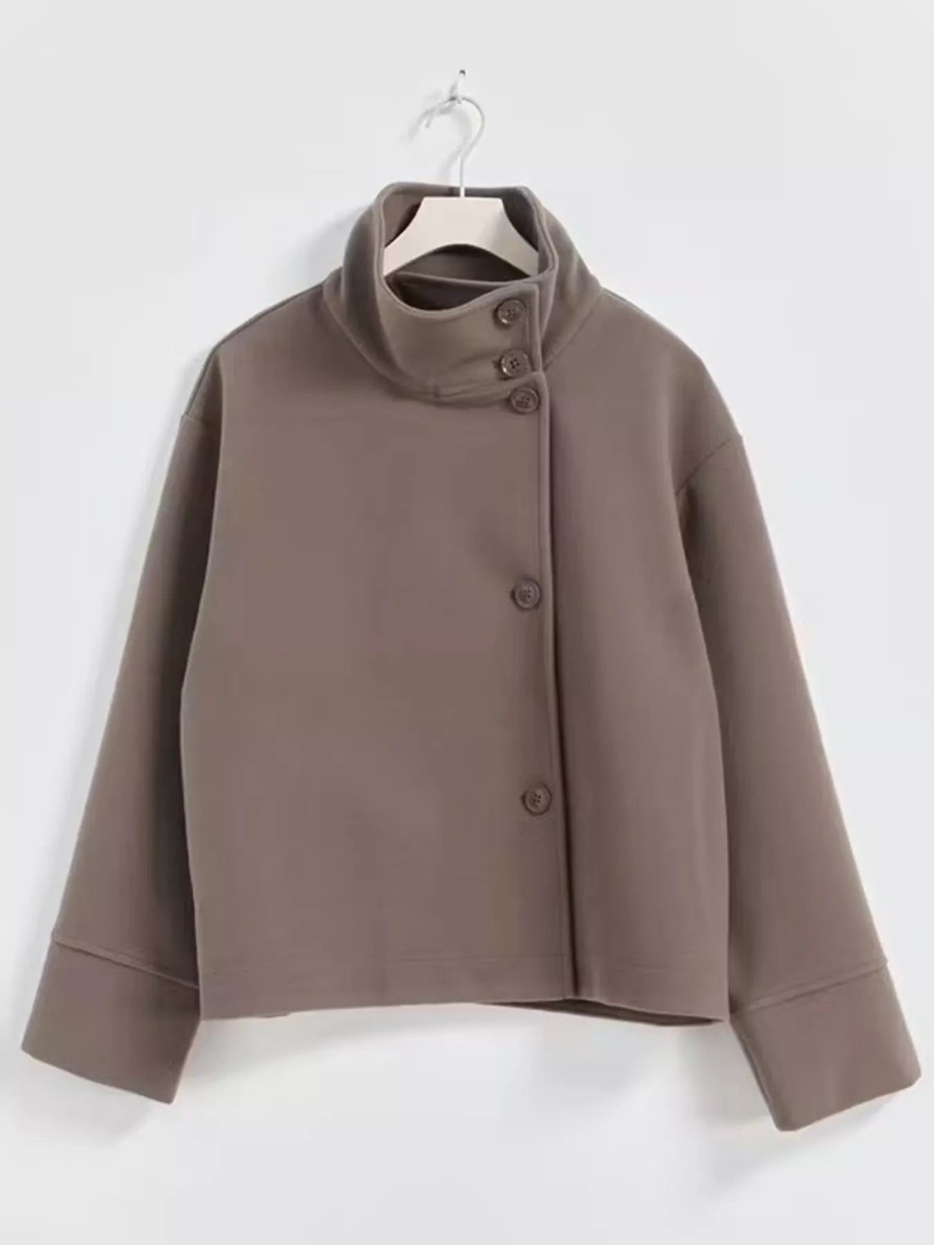 Wool Blend Long Sleeve Outerwear Khaki