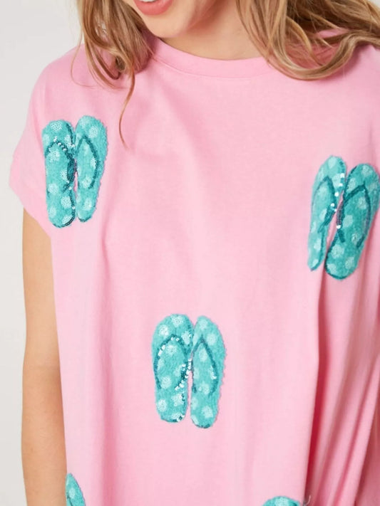 Sequin Short Sleeve Summer Tee Dress