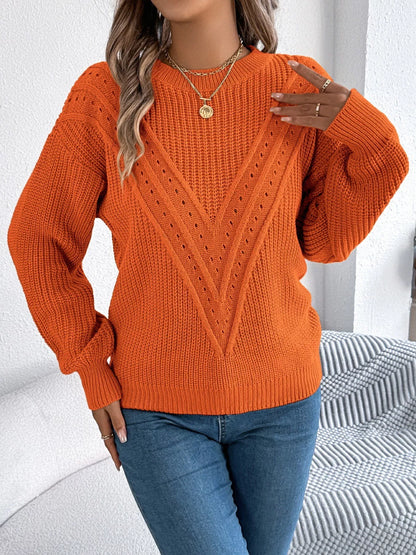 Openwork Round Neck Sweater