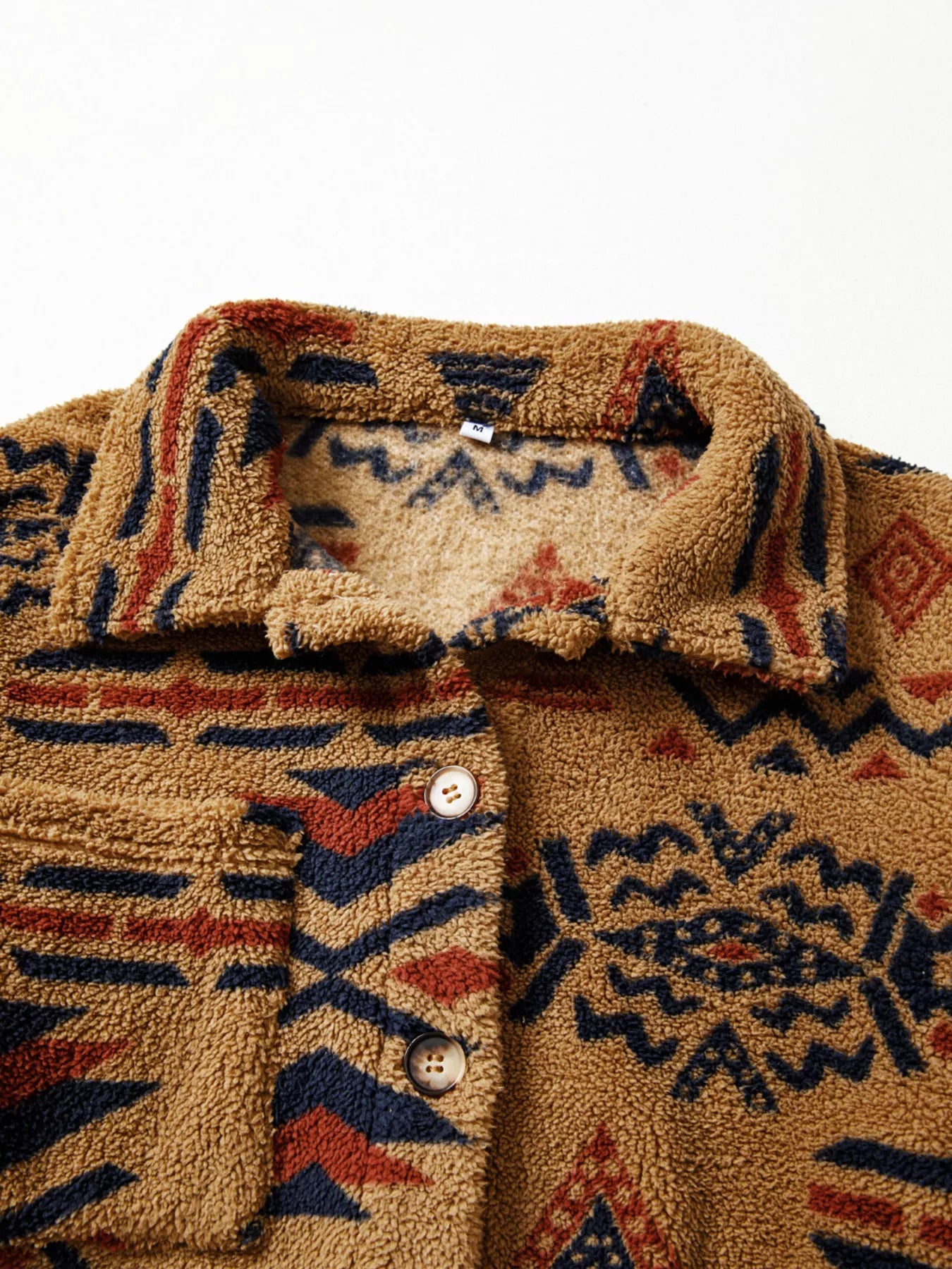 Western Aztec Pattern Fleece Button-Up Shacket