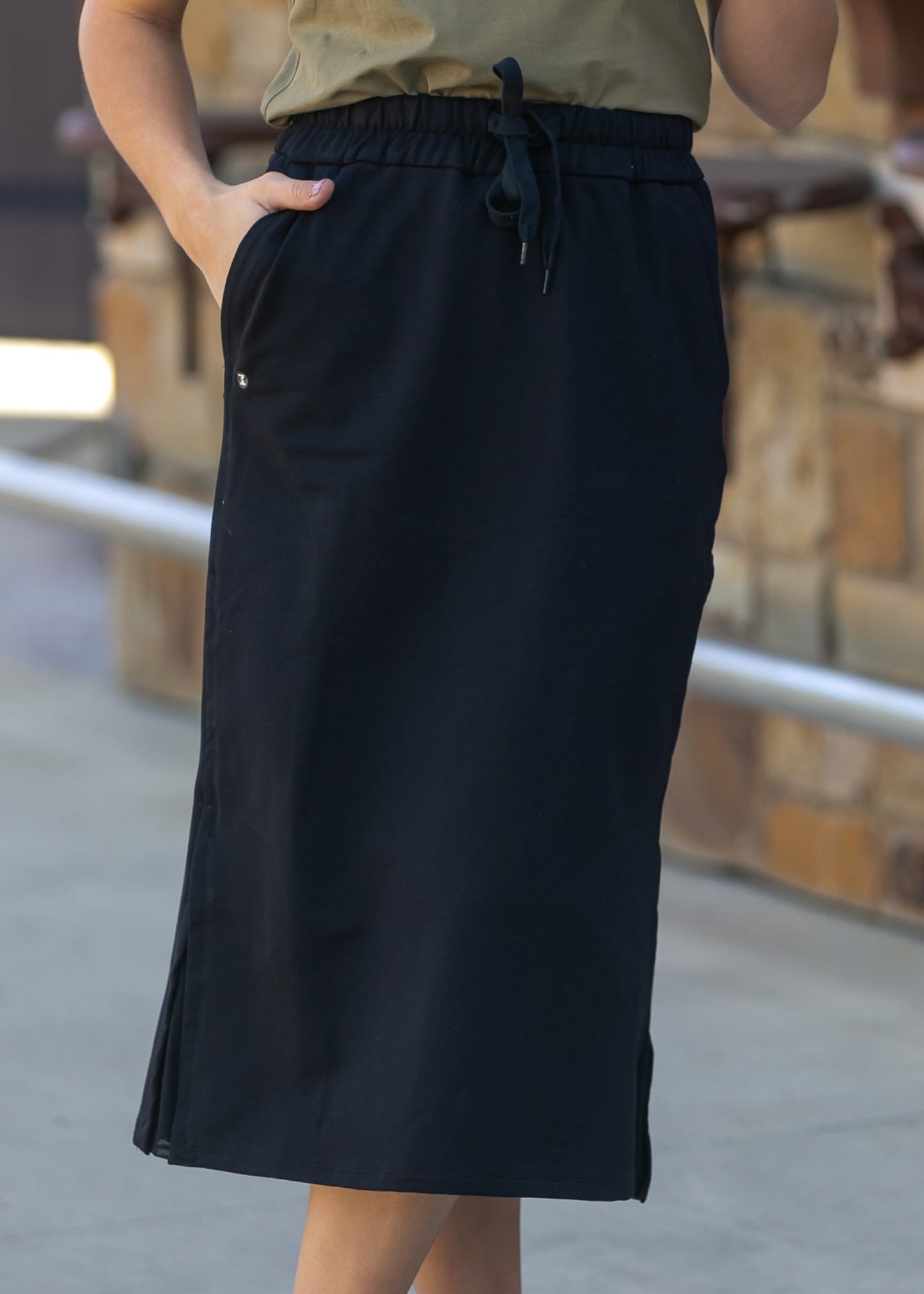 Abbie Mesh Detail Knit Midi Skirt