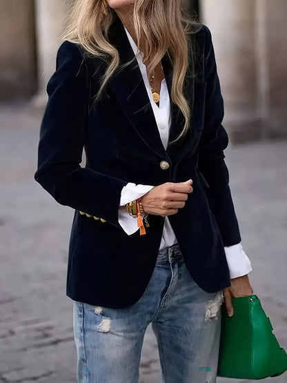 One Button Long Sleeve Blazer Black