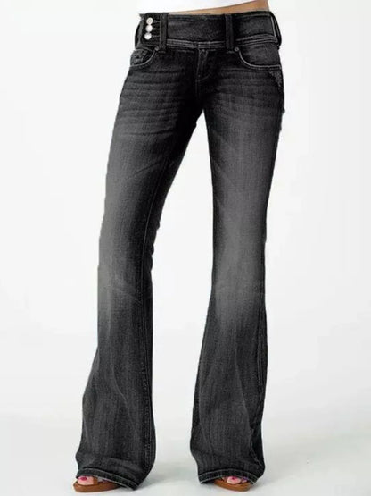 Full Size Vintage Wash Flare Jeans Plus Size Black