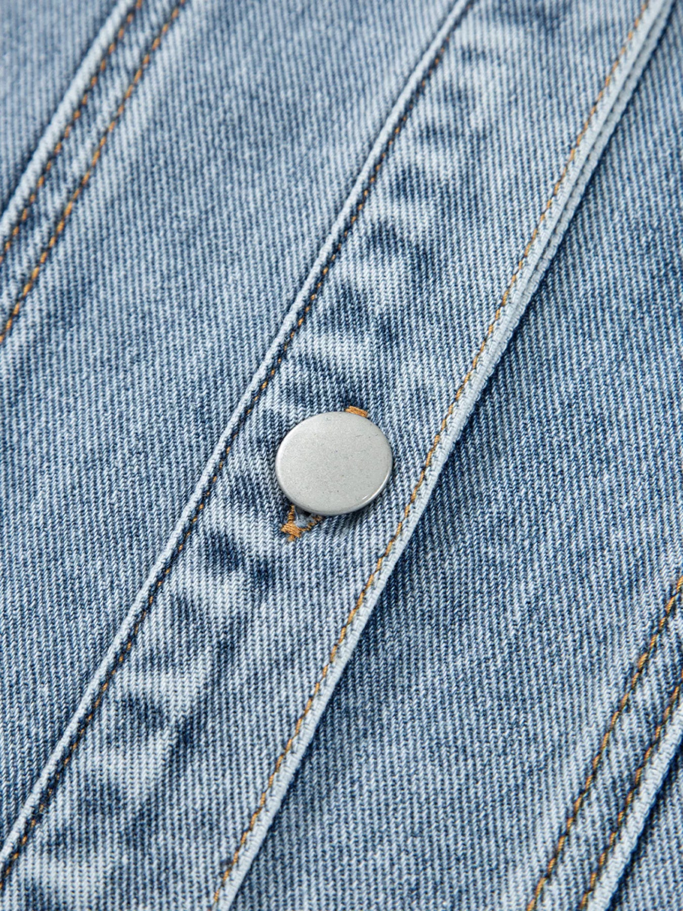 Scallop Trim Collar Patched Pocket Button Up Denim Jacket