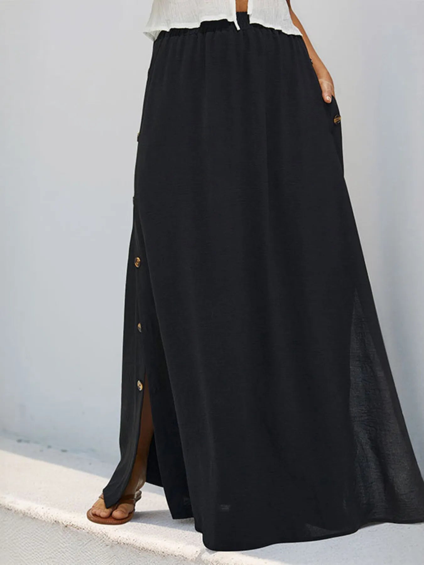 High Waist Maxi Skirt with Pockets