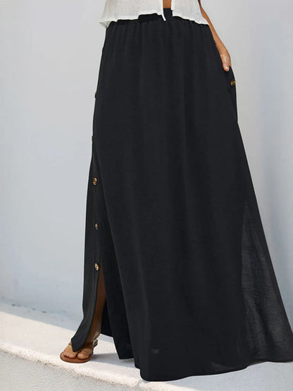 High Waist Maxi Skirt with Pockets