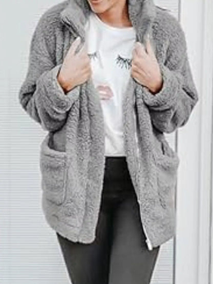 Full Size Cozy Fleece Zip Up Jacket Plus Size