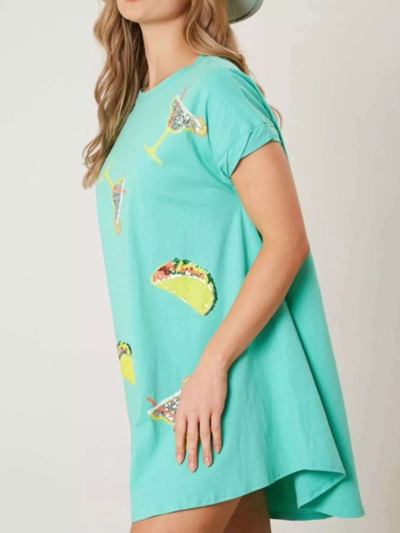 Sequin Short Sleeve Summer Tee Dress