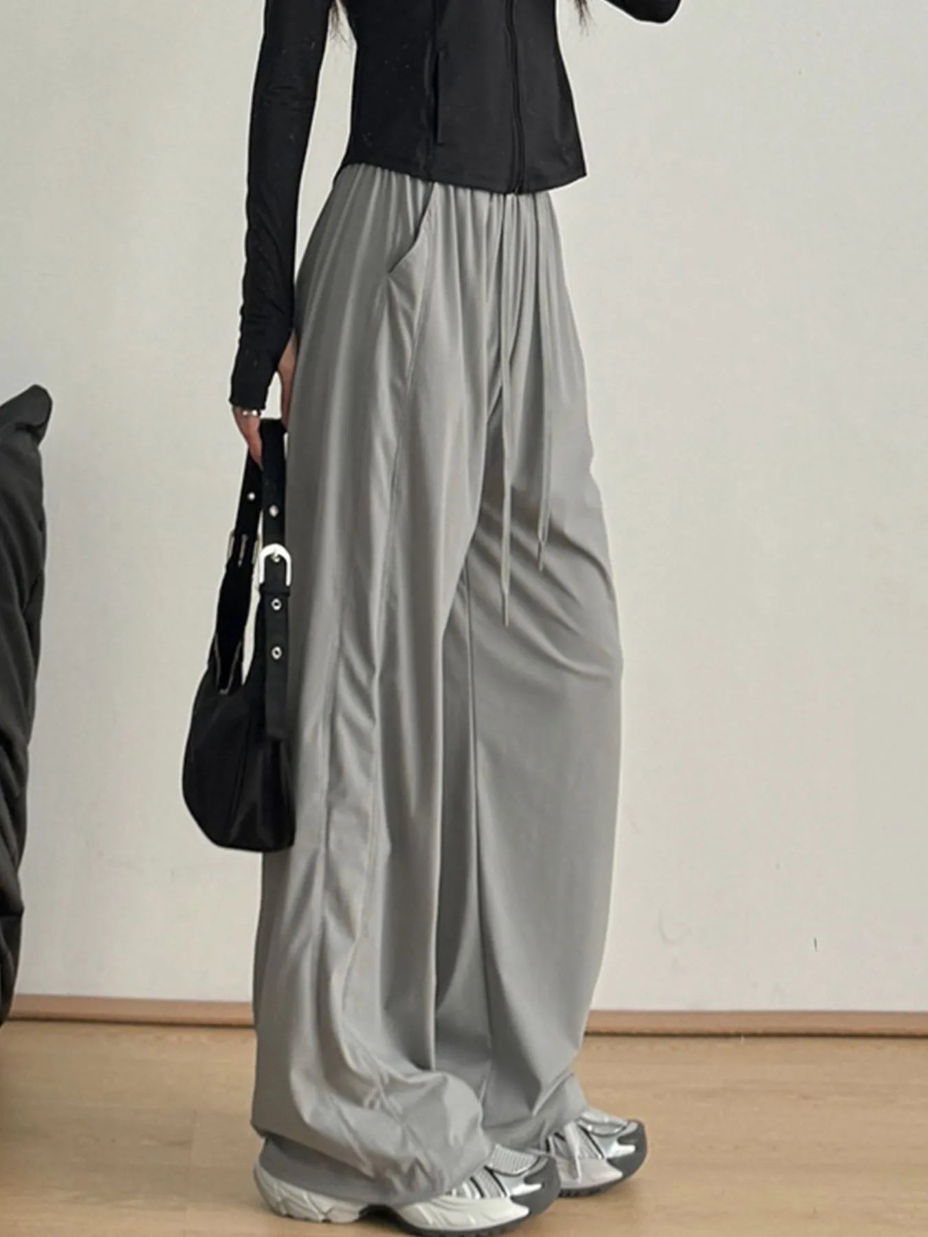 Wide-Leg Drawstring Pants