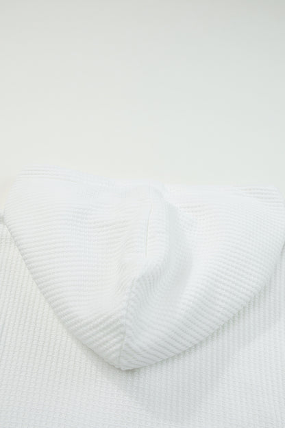 Waffle Knit Plaid Long Sleeve Kangaroo Pocket Hoodie