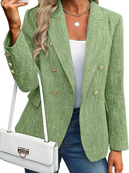 Double-Breasted Lapel Collar Blazer Green