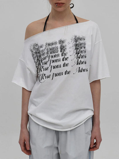 Letter Single Shoulder T-Shirt