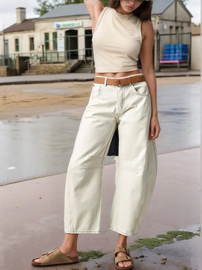 Wide Leg Relaxed Fit Jeans White