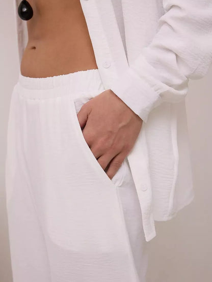 Button Up Long Sleeve Shirt and Pants Set