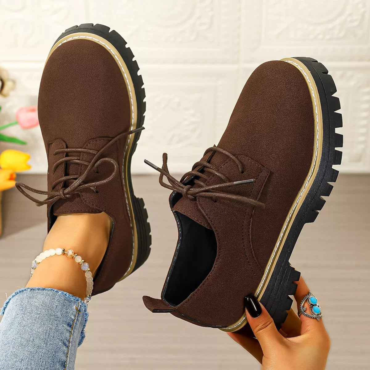 Lace-Up Platform Loafers