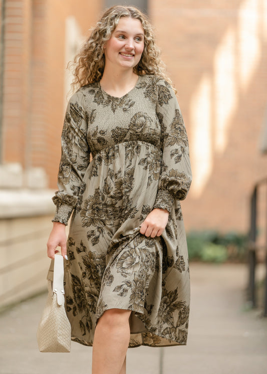 Aleeyah Smocked Midi Dress - FINAL SALE XL