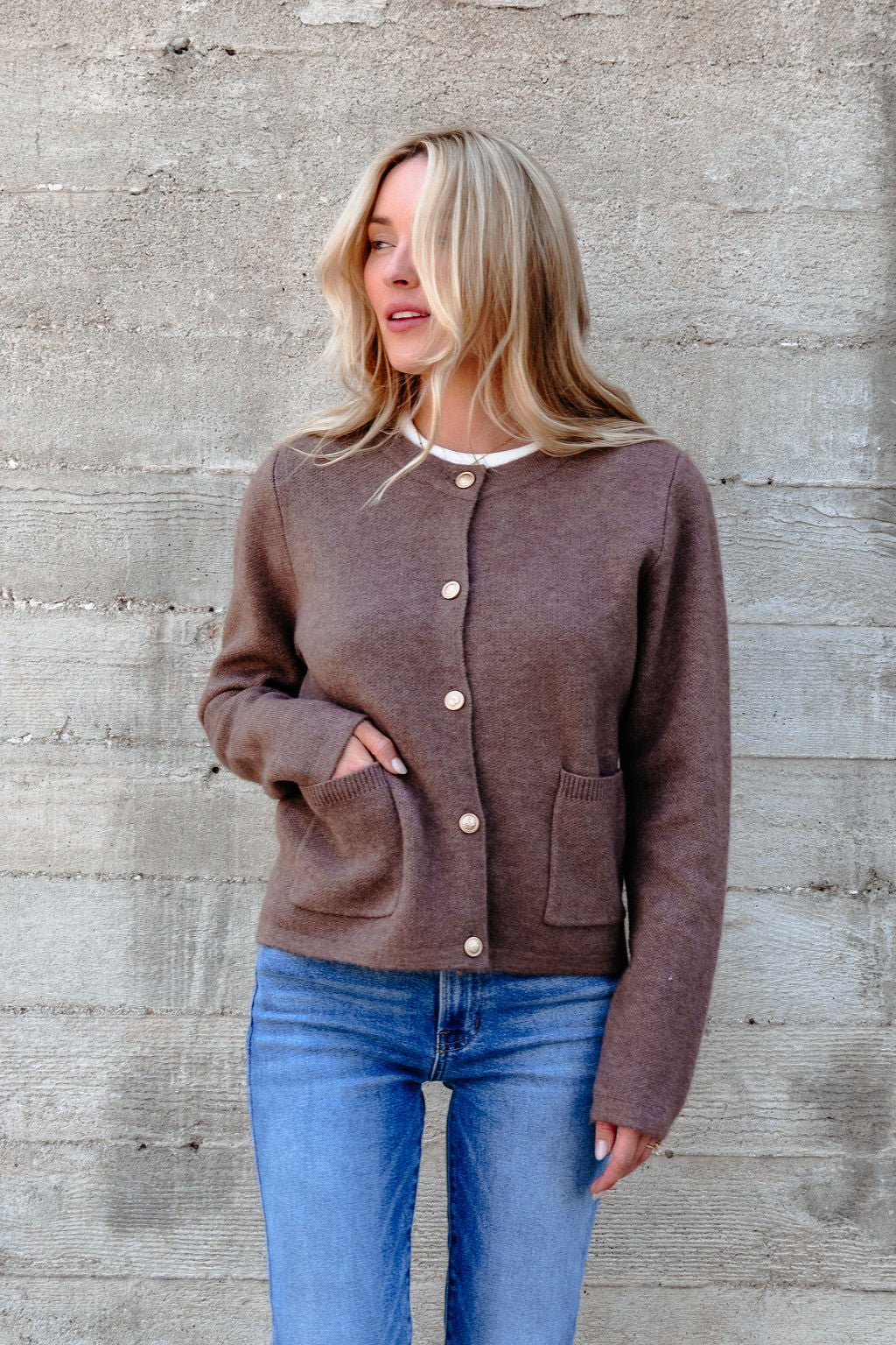 Autumn Button Front Sweater Cardigan - Brown
