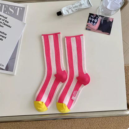 Contrast Striped Crew Socks
