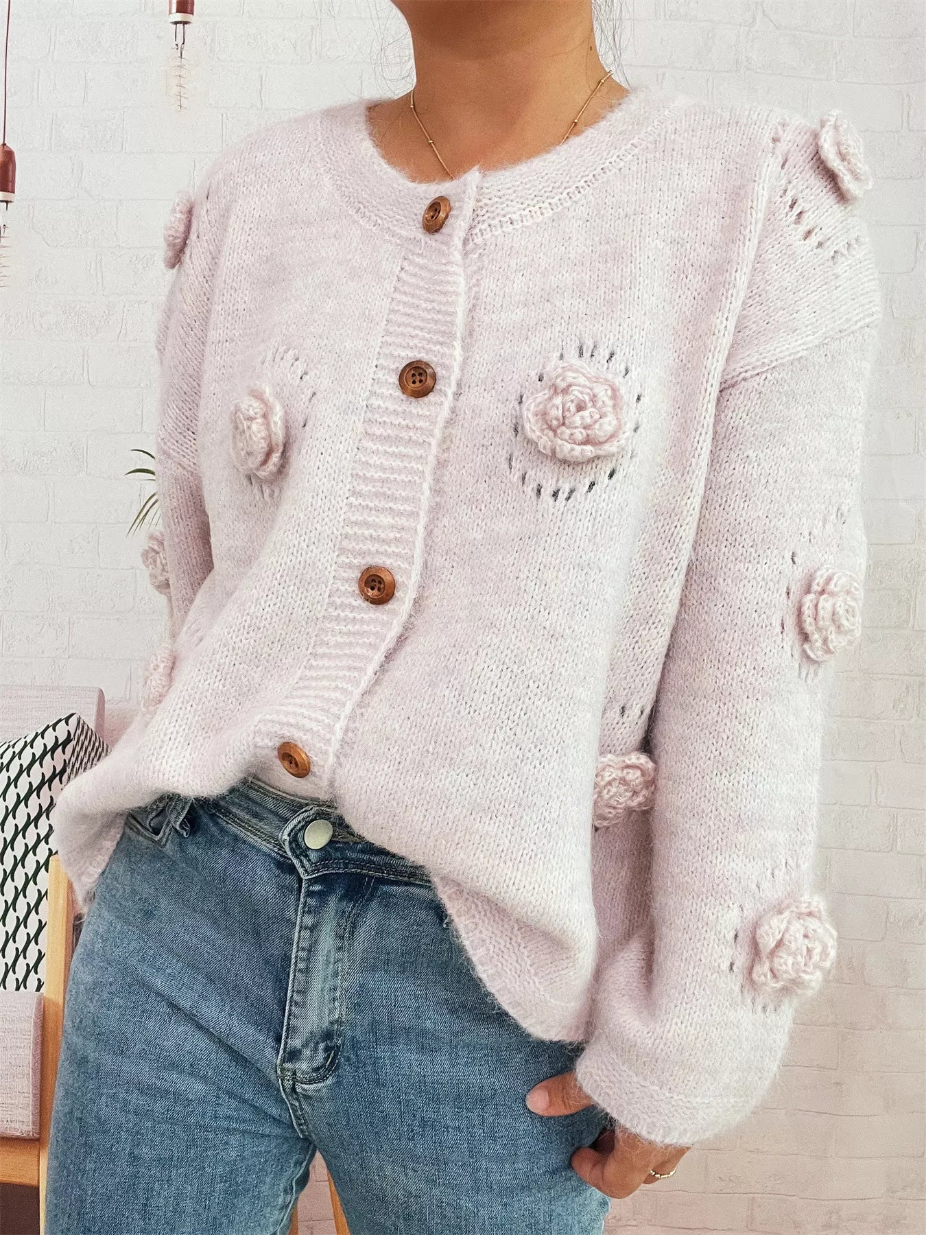 Flower Button-Up Cardigan