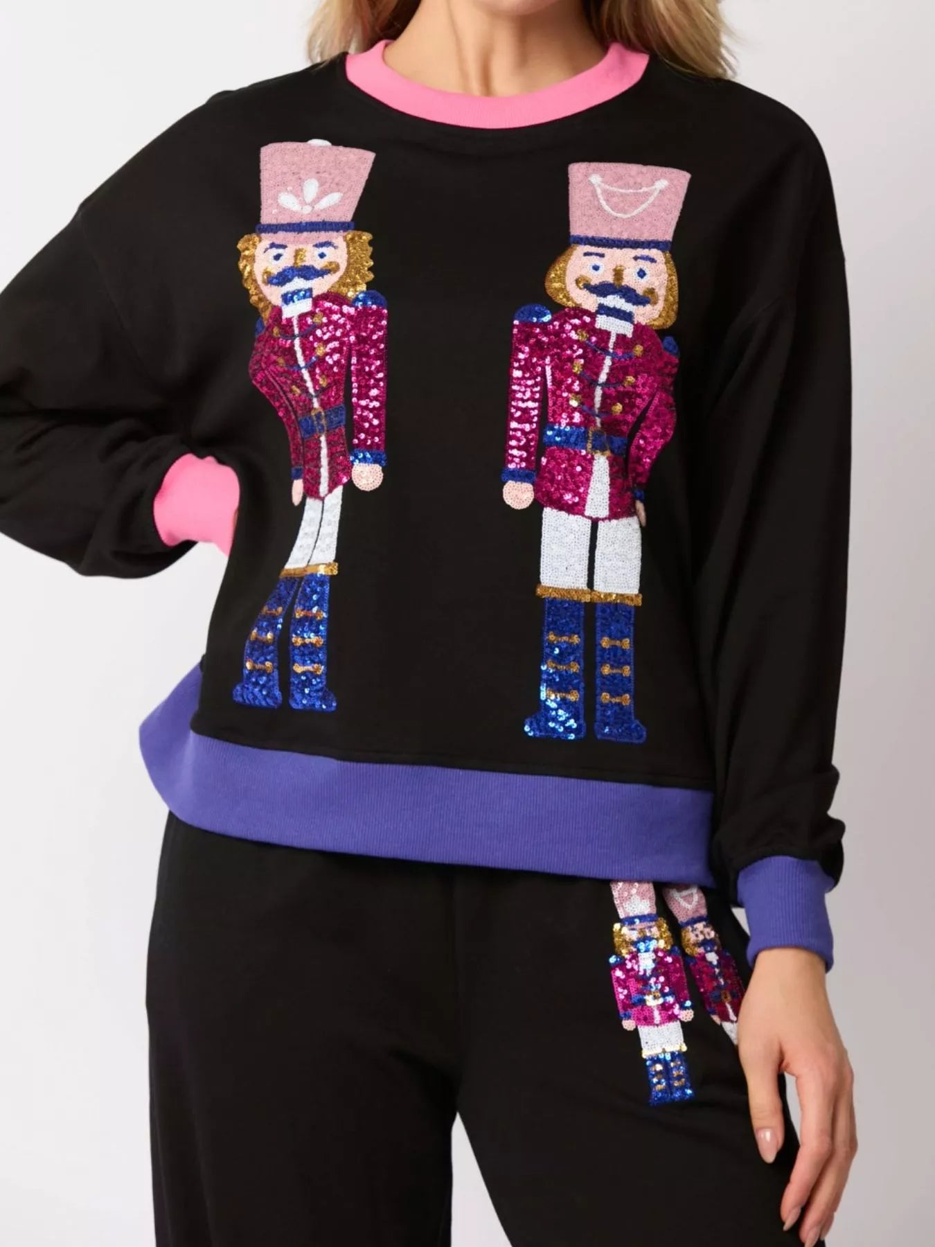 Nutcracker Contrast Trim Sweatshirt and Pants Set