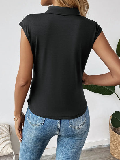 Floral Applique Keyhole Sleeveless Top