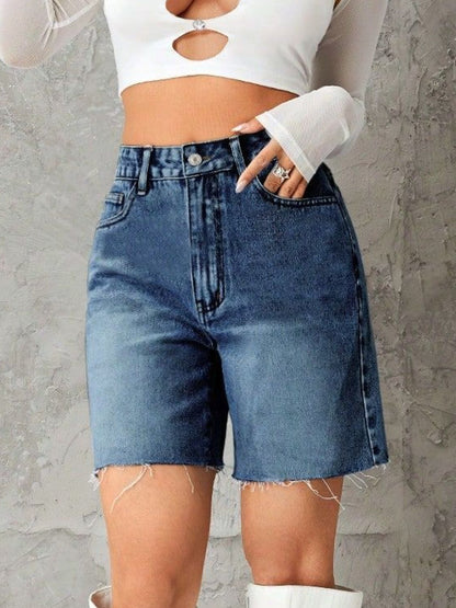Frayed Hem Denim Shorts