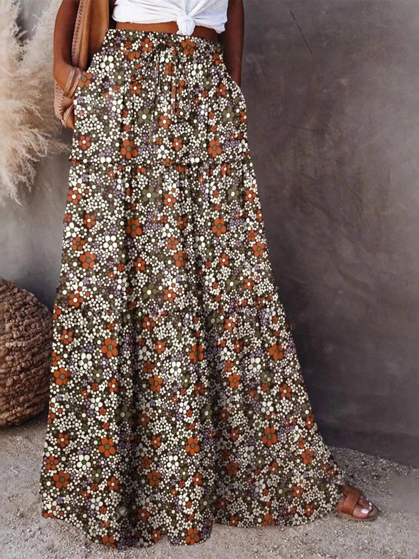 Floral Print Maxi Skirt Multicolor