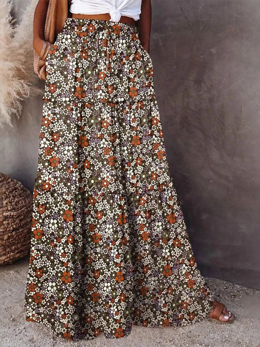 Floral Print Maxi Skirt Multicolor