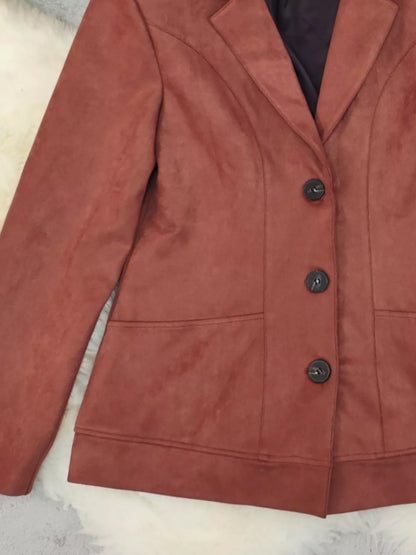 Button Up Lapel Collar Blazer