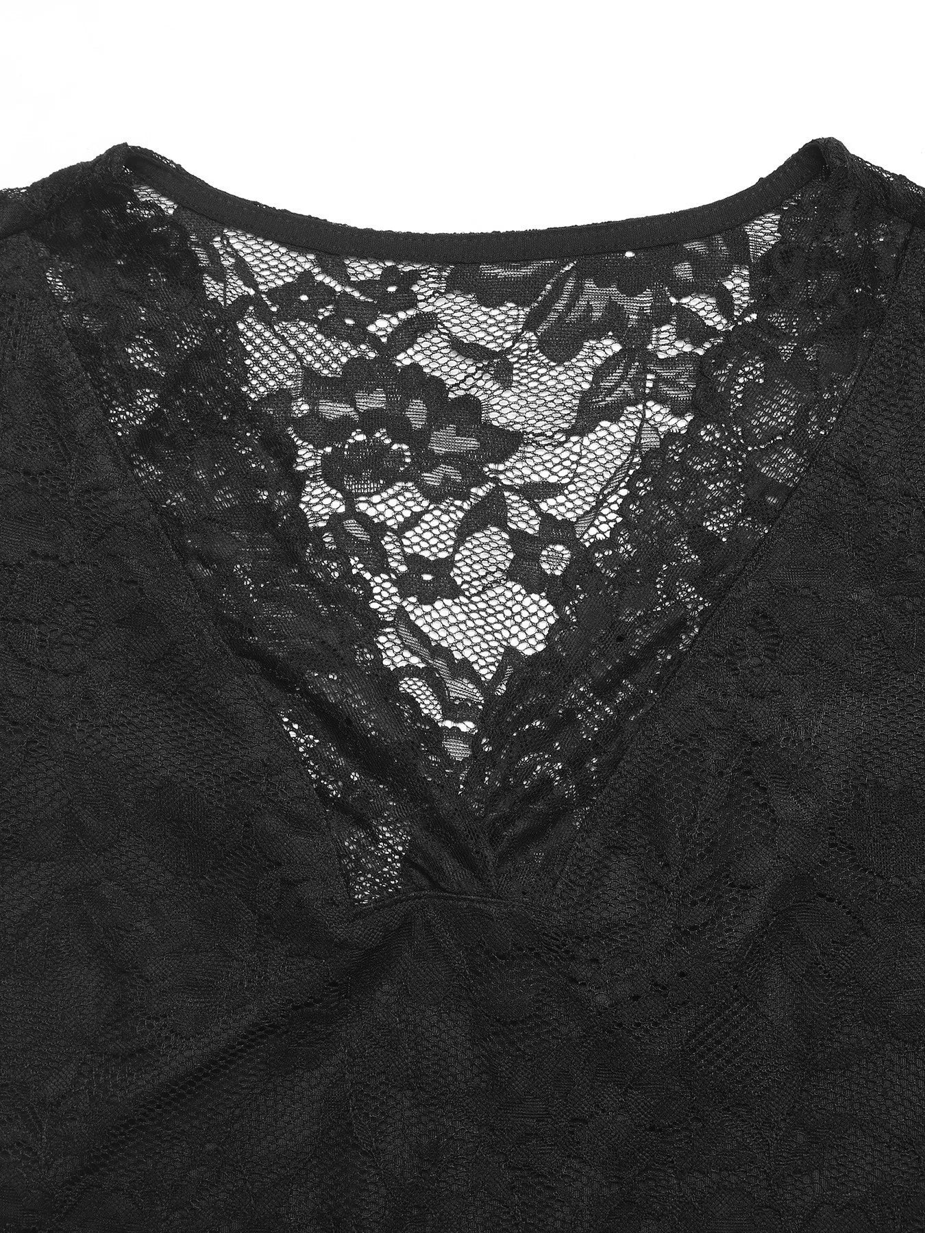 Lace V-Neck Long Sleeve T-Shirt