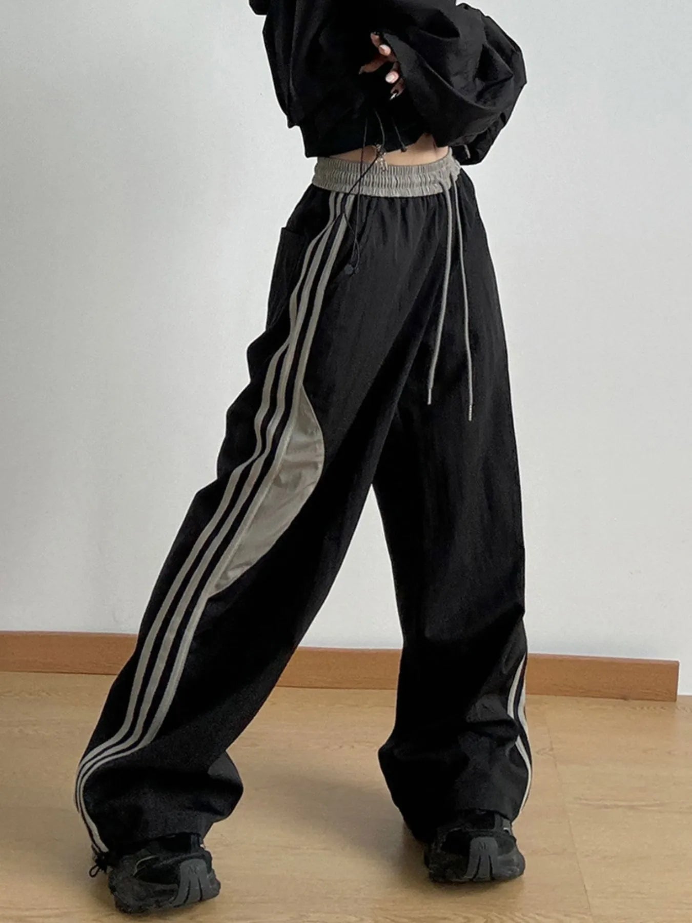 Striped Wide Leg Drawstring Pants