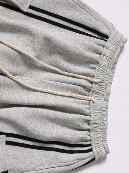 Drawstring Side Striped Wide Leg Pants